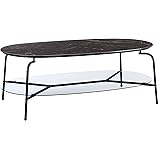 Marque Amazon - Rivet Table d'appoint ronde avec étagère, 110 x 60 cm, Finition céramique/verre