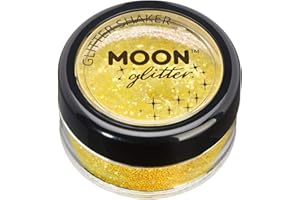 Holographic Glitter Shakers par Moon Glitter - 100% cosmétiques paillettes pour le visage, le corps, les ongles, les cheveux et les lèvres - 5g - Jaune