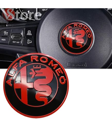 2 Stemmi Alfa Romeo Nero E Rosso 74mm - Per Cofano Anteriore E Posteriore | Compatibile Con 147, 156, 159, Mito, Brera - Foto 8