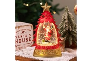 SOETDERT Schneekugel Weihnachten, Weihnachtslaterne mit Schneegestöber, weihnachtsschneekugel, LED Weihnachts Schneekugel, Glitzernde Verschneiter Globus Nachtlicht, Weihnachtsdeko Laterne für Tischdeko (Rot)