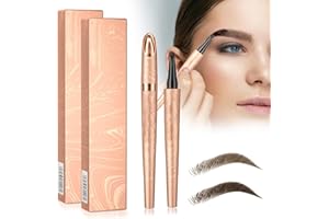 LEWBDF 2 pezzi Impermeabile con 4 Punte Matita per Sopracciglia Magica Nuova Matita per Contorno Sopracciglia 3D Matita per Sopracciglia Naturale Durevole (Marrone scuro+Marrone chiaro) (A)