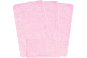 Emmahome ROMANY GYPSY WASHABLE 4PCS MAT/RUG SET, CARAVAN/MOBILE HOME TOURER SIZES, 67X120CM, Mabel (Pink)