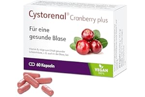 Cystorenal Cranberry plus, 60 Kapseln, 100% Vegan, mit Extrakten aus Cranberry und Kürbis, Vitamin B2 und Vitamin C, für eine gesunde Blase