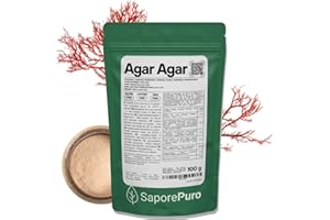SaporePuro AGAR AGAR w proszku 100 g – Naturalny środek żelujący BEZ GLUTENU – Idealny do kuchni molekularnej, jako zagęszczacz do deserów, dżemów, budyniów i lodów