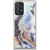 KZY İletişim Samsung Galaxy A52 ile Uyumlu Kapak Mermer Desenli Pop Socketli Silikon Kılıf - Mor