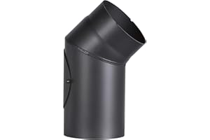 Firefix R150/B4 Stove Pipe Bend 2 mm Thick Steel (Smoke Tube) 150 mm Diameter for Stoves and Fis Senotherm Black 45 Degrees with Cleaning Door