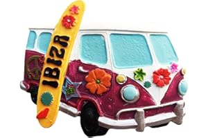 WEDAREGO Ibiza Spagna Bus 3D Frigorifero Magnete Resina Viaggi Souvenir, Decorazioni Fatte a Mano per la casa e la Cucina Ibiza Frigo Magnete Collezione Regalo