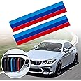 TOMALL 2Pcs 25cm Stripe Stickers for Car 3-Color Sporting Racing Stripe Decal Compatible with BMW Grille Steering Wheel Fender Rear Mirror Car Door Sill Hood Side Skirt Bumper Dashboard