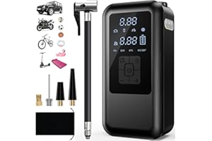 FAYIBUY 6000mAh Mini Pompe à Air Électrique，Compresseur à Air Portatif Gonfleur Pneus sans Fil 150PSI 4 Modes ，avec Affichage Numérique Lumière LED et Rechargeable pour Pneus de Moto, Voiture (Noir)