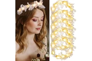 SHENGRUILI 10 Stück Leuchtendes Stirnband,LED Feder Stirnbänder,Haarkranz Leuchtend Feder,LED Haarreif,Leuchtender Kopfschmuck für Geburtstag,Hochzeit,Party,Halloween,Weihnachten