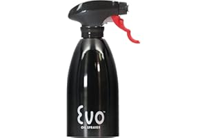 Evo Oil Sprayer 8113BLK Bottle, Non-Aerosol for Olive Cooking Oils, Black Stainless Steel