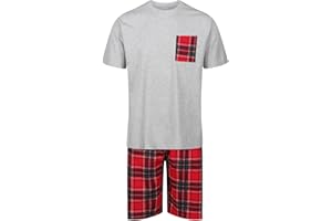 NORTH EAST Mens Short Pyjamas PJ Set Premium Sleep Lounge Tartan Plaid Nightwear M-XXL New