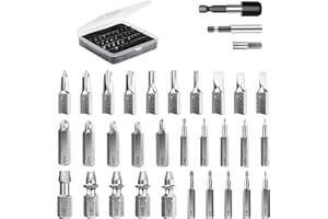 Nuovoware Kit d'Extracteur de Vis Cassé, 33 PCS Outils d'Extraction Améliorés en Acier Allié HSS 4341 avec Mèches 2 Porte-embouts d'Extension Magnétique Adaptateur de Prise pour Boulon Endommagé, Noir