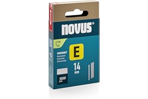 NOVUS TOOLS Clous 14 mm de type J, 1000 pièces, clous galvanisée pour agrafeuse cloueuse, idéal pour la fixation de moulures décoratives, listels d'angle et autres bois