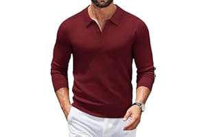 COOFANDY Jersey Hombre Polo Manga Larga Suéter Punto Negocios Suéter Informal Sweater Color Sólido Regular Fit