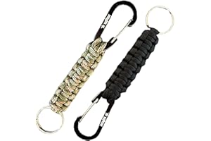KADACTIVE Paracord Keyrings with Carabiner Keyring Clip - 2 Pack keyrings for Backpack, Survival, Camping - Paracord Key Chain Key Holder - Key Lanyard for Men - car Keyring