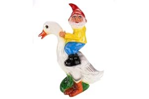 Rakso Oskar Schneider GmbH & Co. KG Gartenzwerg auf Ente aus bruchfestem PVC Zwerg Made in Germany Garten Figur,Mehrfarbig