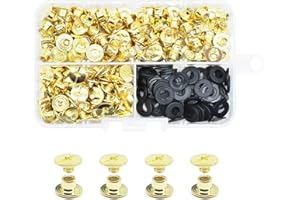 JINTANG 100 Sets Chicago Screws Carbon Steel Screws Metal Nail Rivet Chicago Button for Diy Leather Decoration Book Craft Belt Wallet Decoration Bookbinding M5 x4 mm(Golden)