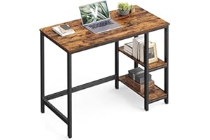 VASAGLE Escritorio, Mesa de Trabajo, 100 x 50 x 76 cm, Estilo Moderno, para Estudio Dormitorio Salón Oficina, Marrón Rústico y Negro Tinta LWD046B01
