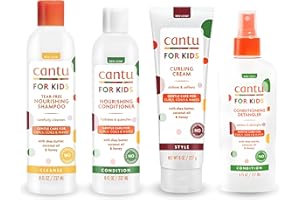Cantu Care For Kids - Champú + acondicionador + desenredante + fijador de rizos, cuidado suave para cabellos texturizados (juego de 4)
