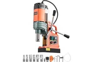 VEVOR 1 450 W magnetisk borr, borrdiameter 50 mm, 1 3 000 N kraft, bärbar magnetisk borr med 6 borrar, justerbara hastigheter, industriverktyg för metallyta