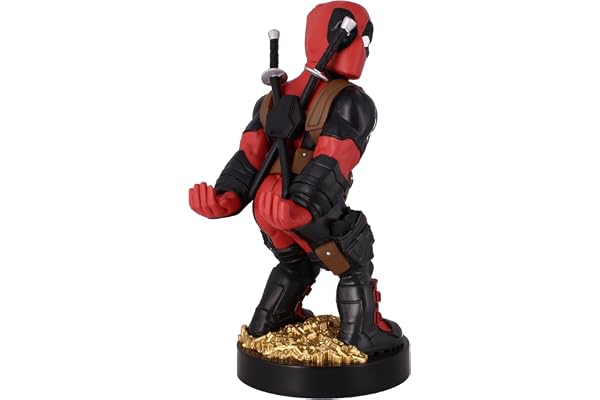 Cableguys Marvel Deadpool 'Bringing Up The Rear' Support Manette et Porte Telephone - Gaming Accessoire et Figurine pour Bureau Setup, Compatible avec Xbox, PlayStation et la Plupart des Manettes