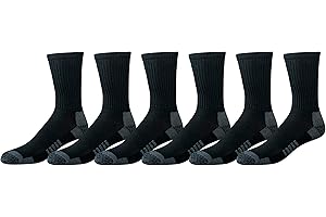 Amazon Essentials Calcetines Deportivos de Algodón de Alto Rendimiento para Controlar la Humedad, Transpirables Hombre, 6 Pares