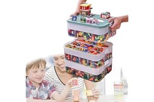 BAKENLON Boite Rangement Plastique pour Lego,3 Couches Empilable Compartiment Chambre Casier Etanche Storage Box avec Compartiments Réglables Boite,Jouet Enfant boite pour Lego rangement (Vert)