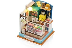 Cuteefun DIY Miniature House Kits, 3D Wooden Dollhouse Kits, Tiny Model House for Adults to Build, Mini House Crafts for Teens Adults Hobby Birthday Gifts (Lucky Sweet Room)