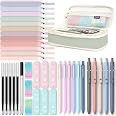Aesthetic School Supplies MoKo 60-Piece Set - Pastel Highlighters, Pens & Pencil Case Pastel Stationery Set