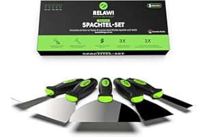 RELAWI® Premium Edelstahl Spachtel-Set mit 3 flexiblen Klingen & 2 stabilen Klingen | Spachtel Set für Trockenbau und Malerarbeiten | Tapeten entfernen oder Ausbesserungsarbeiten für Maler