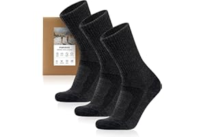 FORVEVO Merino Wandersocken Herren Damen 3 Paar, 60% Wollsocken Herren Gepolstert, Thermo Wintersocken, Sportsocken für Trekking Outdoor
