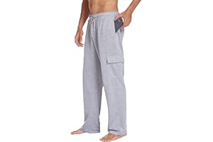 PINSPARK Pantaloni Sportivi Uomo Casual Pantaloni Cargo Larghi con la Vita a Coulisse da Jogging Palestra Joggers Pantaloni con Lunghi da Tuta per Running Fitness tasconi Laterali