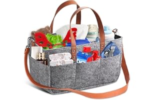Plstod Borsa in feltro, 16 l, in feltro, con scomparti, pieghevole, con tracolla e cordino, per shopping, picnic, viaggi all'aperto, 38 x 23 x 18 cm