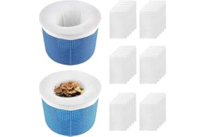 FINEVERNEK 30 Calcetines Skimmer Piscina, Calcetines de Piscina Filtros, Filtros de Piscina para Cesta de Filtro Skimmer, Filtro Skimmer de Nailon Elástico para Capturar Hojas, Cabello, Hierba