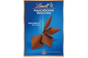 ‎LINDT Lindt Schokolade Hauchdünne Täfelchen Vollmilch | 125 g | Hauchdünne Täfelchen aus feinster Vollmilchschokolade | Einzigartig dünn und traumhaft zartschmelzend | Schokoladengeschenk