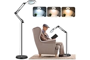 NZQXJXZ Aufgerüstet 3-in-1 Lupe mit Licht und Ständer, 10-fache Echtglas Lupenlampe mit Ständer, 3 Farbmodi 10 stufenlos dimmbare lupenbrille für Naharbeiten, Schmuck, Lesen, Basteln, Hobby