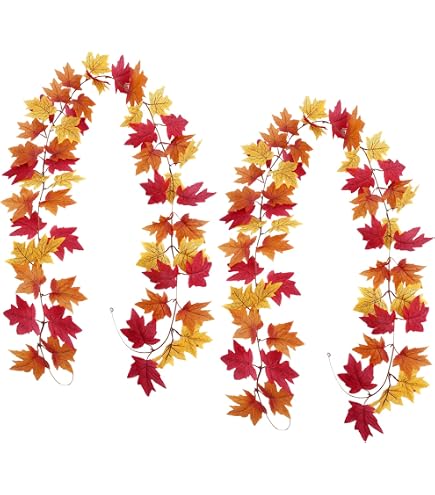 Guirlande D’automne FOSDICK – 12 Pièces De Feuilles D’érable Artificielles De 2,1 M Pour Décorer Maison, Balcon, Halloween Et Thanksgiving