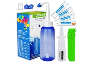 TONELIFE Neti Garnek, zestaw do płukania zatok + 40 opakowań sól do nosa + nawilżający rozpylacz do nosa - Neti Pot Sinus Płukanie -Sinus Płukanie - 300 ml zestaw do płukania nosa z saszetkami do płukania zatok dla dorosłych dzieci