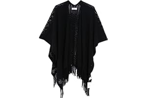 soul young Knit Shawl Wrap for Women Ladies Fringe Knitted Poncho Cardigan Cape