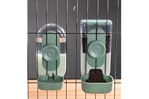 Misyue Hanging Automatic Food Water Dispenser,Gravity Rabbit Feeder and Water Bottle Set,Cage Cat Food and Water Dispenser Food Bowl for Bunny Chinchilla Guinea Pig Hedgehog Ferret