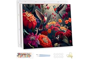 MEIYUDA Encadré Peinture par Numero Adulte Oiseaux, Fleurs DIY Peinture Acrylique pour Adultes Débutants Facile sur Toile Avec Peintures et Pinceaux Decoration Maison Cadeau 40x30cm