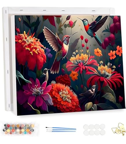 Peinture Par Numéros Avec Cadre NEWENMO Mignon Colibri - Fleurs Décoratives Pour Adulte, DIY 30x40cm, Idéal Pour Décoration Maison - 7