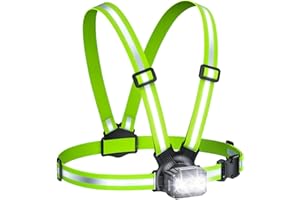‎ROLGNO Rolgno 500 Lumen Lauflicht, Lauflampe Joggen mit 360° Reflektoren, Wiederaufladbar Brustlampe, 45° Verstellbar, 7 Modi & IPX4 Wasserdichter Running Light Sicherheitswesten für Nachtlauf