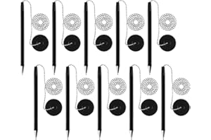 OUTUS 10 Pièces Stylo Sécurisé Avec Chaîne Adhésif et Porte-Stylo de Sécurité Pour Fournitures de Bureau à Domicile (Encre Noire)