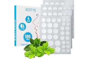 ACOTYE Pimple Patch 105CS Pickel Patch mit Alkoholtupfern, Flecken, schnelle Heilung mit Teebaumöl, Salicylsäure und Niacinamid, Hydrokolloid Pflaster, vier Größen 8 mm, 10 mm, 12 mm, 14 mm
