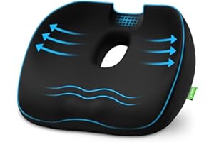 AUVON Cojín de Asiento de Espuma viscoelástica con diseño científico y perforación, diseño en U, cómodo Donut Almohada Cojín para sillas de Oficina, Asiento de Coche, posición de Asiento Confortable.