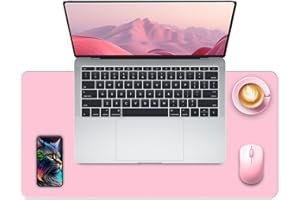 METEOROCK Tappetino da Scrivania in Pelle Pu con Scamosciata, Tappetino per Laptop, Tappetino per Mouse e Tastiera Grande 60 x 35 CM, Tappetino Protettivo per Tavolo per Ufficio Casa (Rosa Fiabesco)