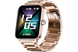 Onetuo Armband Kompatibel mit HUAKUA G50 Smartwatch, Classic Edelstahl Uhrenarmband für HUAKUA G50 Smartwatch (Roségold)