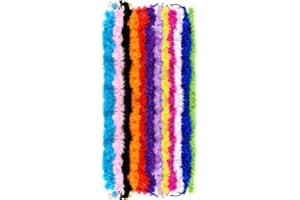 TOPHONIEX 12 Pieces Feather Boa for Women Colorful Feather Boas Multicolor for DIY Party Supplies Girls Costume for Dance Wedding Party Cosplay Halloween, colour